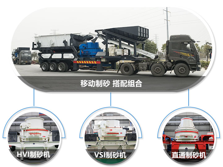 移動(dòng)破碎站可搭配的制砂機(jī)，HVI制砂機(jī)，VSI制砂機(jī)，直通沖擊式制砂機(jī)
